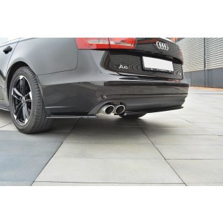 Heck Ansatz Flaps Diffusor passend für Audi A6 C7 Avant Carbon Look