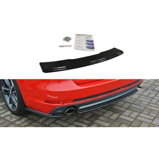 Mittlerer Diffusor Heck Ansatz passend für Audi A4 B9 S-Line Carbon Look