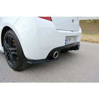 Heck Ansatz Flaps Diffusor passend für RENAULT CLIO MK3 RS FACELIFT schwarz Hochglanz