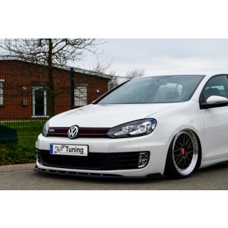 Cup Frontspoilerlippe mit Seiten Wing aus ABS, nur passend für Modell GTI + GTD, Phase 2 passend für VW  Golf 6, Typ.1K Bj.: 2008-2013 - Seidenmattschwarz