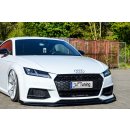 Cup Frontspoilerlippe Phase 2 mit Seitlichem Wing, aus ABS Kunststoff gefertigt passend für Audi  TTS, 8S Bj.: 2014-2018 - Seidenmattschwarz