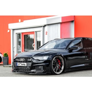 CUP Frontspoilerlippe aus ABS mit seitlichem Wing passend für Audi  A6 + S6 Typ C8, 4K ab Bj.:2018 - Seidenmattschwarz