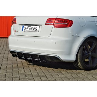 Gefräßter Heckansatz in perfekter Race Track Optik mit Finnen  passend für Audi  RS3, Typ 8PA, Bj.: 2011-2012 - Seidenmattschwarz