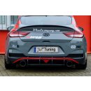 Gefräßter Heckansatz in perfekter Race Track Optik mit Finnen aus ABS  passend für Hyundai  i30 Fastback N ab Bj.: 2018- - Seidenmattschwarz