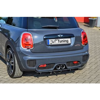 Gefräßter Heckansatz in perfekter Race Track Optik mit Finnen   passend für Mini  Cooper JCW, F55/F56 Ab Bj.:2014- - Seidenmattschwarz