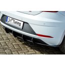 Gefräßter Heckansatz in perfekter Race Track Optik mit Finnen und Seiten Flaps aus ABS                                         passend für Seat  Leon 3, Facelift ab Bj.: 2017-2020 - Seidenmattschwarz