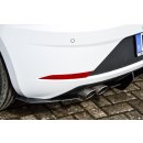 Gefräßter Heckansatz in perfekter Race Track Optik mit Finnen und Seiten Flaps aus ABS                                         passend für Seat  Leon 3, Facelift ab Bj.: 2017-2020 - Seidenmattschwarz