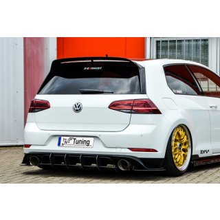 Gefräßter Heckansatz in perfekter Race Track Optik mit Finnen aus ABS+ Gefräste Seitenteile passend für VW  Golf 7 GTI TCR ab Bj.: 2019- - Seidenmattschwarz