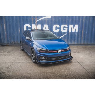 Robuste Racing Front Ansatz für passend +Flaps für Volkswagen Polo GTI Mk6 schwarz Hochglanz