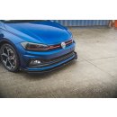 Robuste Racing Front Ansatz für passend +Flaps für Volkswagen Polo GTI Mk6 schwarz Hochglanz