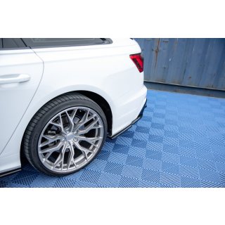 Heck Ansatz Flaps Diffusor für Audi A6 C8 S-Line Carbon Look