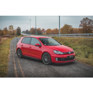 Robuste Racing Seitenschweller Ansatz für für + Flaps Volkswagen Golf GTI Mk6  schwarz Hochglanz