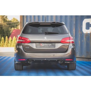 Diffusor Heck Ansatz für + Endschalldampfer Sportauspuff Attrappe Peugeot 308 SW Mk2 Facelift