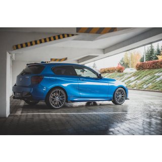 Robuste Racing Seitenschweller Ansatz für für + Flaps BMW 1er F21 M135i / M140i / M-Paket schwarz Hochglanz