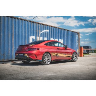 Robuste Racing Heck Ansatz Flaps Diffusor +Flaps für Mercedes-AMG C43 Coupe C205 schwarz Hochglanz