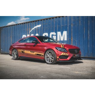 Robuste Racing Seitenschweller Ansatz für für + Flaps Mercedes-AMG C43 Coupe C205 schwarz Hochglanz