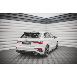 Heck Ansatz Flaps Diffusor V.2 für Audi S3 Sportback 8Y Carbon Look