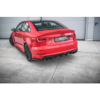 Heck Ansatz Flaps Diffusor für Audi S3 Limousine 8V schwarz Hochglanz