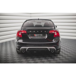 Heck Ansatz Flaps Diffusor für Volvo S60 R-Design Mk2 schwarz Hochglanz