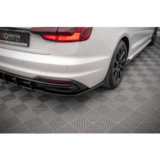 Heck Ansatz Flaps Diffusor für Audi A4 B9 Facelift schwarz Hochglanz