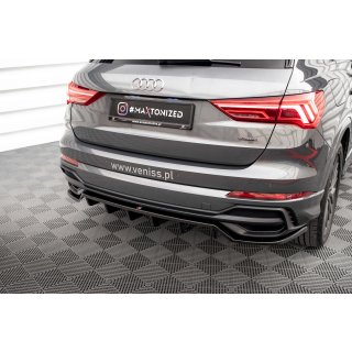 Mittlerer Diffusor Heck Ansatz DTM Look für Audi Q3 S-Line F3 schwarz Hochglanz