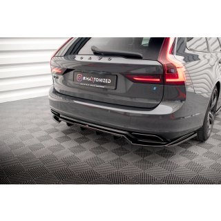 Mittlerer Diffusor Heck Ansatz DTM Look für Volvo V90 R-Design Mk2 schwarz Hochglanz