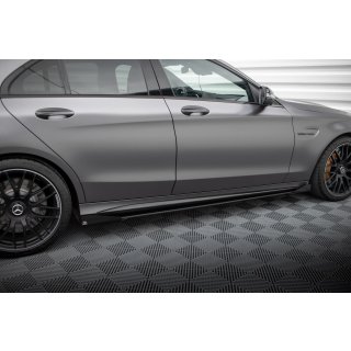 Street Pro Seitenschweller Ansatz für + Flaps Mercedes-AMG C63 Limousine / Kombi W205 Facelift schwarz Hochglanz