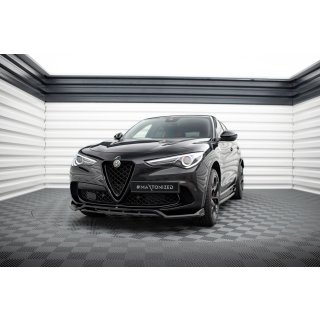 Front Ansatz für Alfa Romeo Stelvio Quadrifoglio Mk1 schwarz Hochglanz