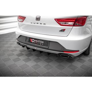 Diffusor Heck Ansatz für Seat Leon Cupra Sportstourer Mk3 schwarz Hochglanz