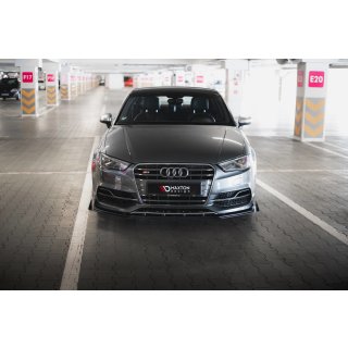 Street Pro Front Ansatz für +Flaps für + Flaps Audi S3 / A3 S-Line Limousine 8V schwarz Hochglanz