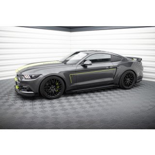 Street Pro Seitenschweller Ansatz für + Flaps Ford Mustang GT Mk6  schwarz Hochglanz