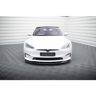 Front Ansatz V.3 für Tesla Model S Plaid Mk1 Facelift schwarz Hochglanz