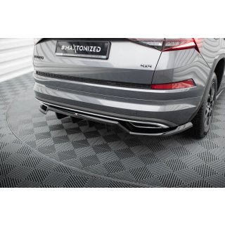 Mittlerer Diffusor Heck Ansatz DTM Look für Skoda Kodiaq Sportline Mk1 Facelift schwarz Hochglanz