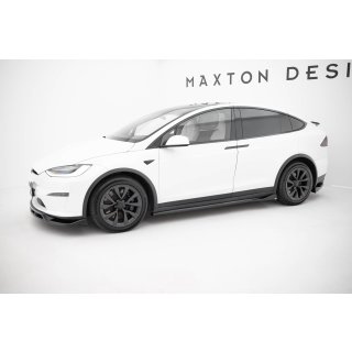 Seitenschweller Ansatz für V.2 für Tesla Model X Mk1 Facelift schwarz Hochglanz