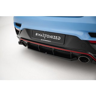 Mittlerer Diffusor Heck Ansatz für Hyundai Veloster N Mk2 schwarz Hochglanz